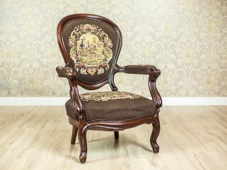 Fotel tapicerowany gobelinem