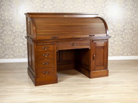 Mahoniowe biurko roletowe z 1910 roku - Sygnowane